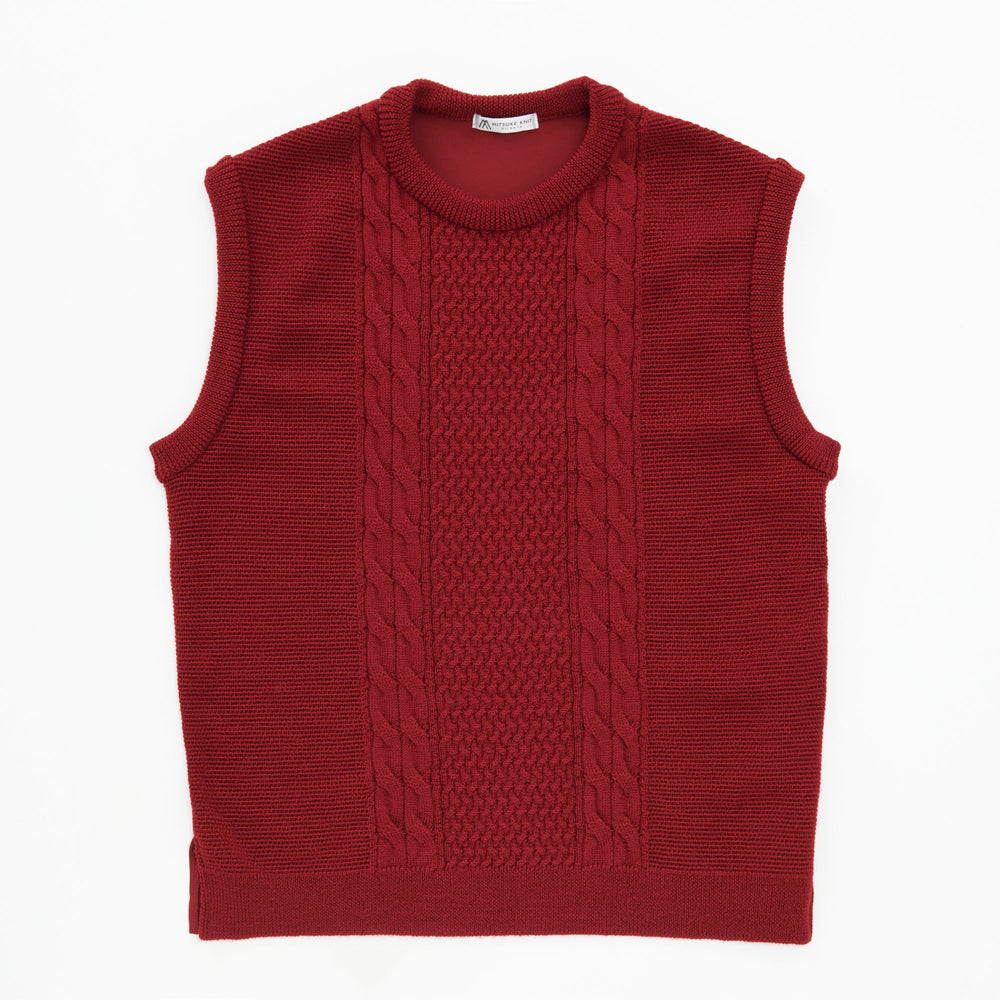 Cable Knit Vest WINERED［13300］