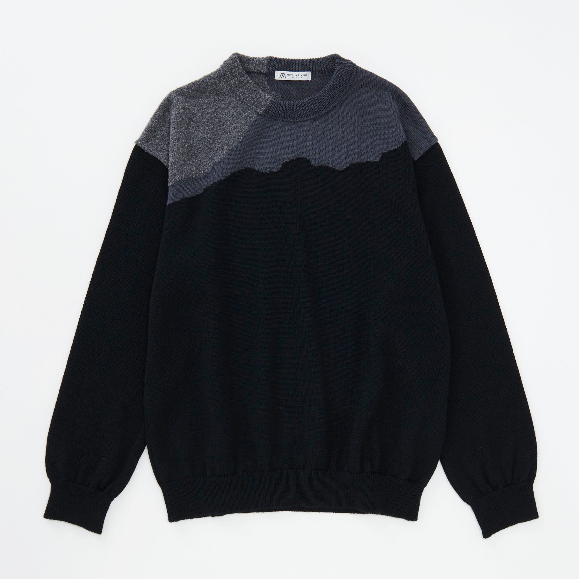 安藤政信さん着用】Intersia Crew Neck Sweater BLACK [13401 