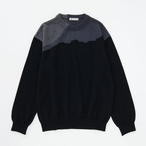 【安藤政信さん着用】Intersia Crew Neck Sweater BLACK [13401]