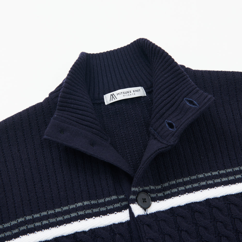 
                  
                    Aran-Patterned Border Button Cardigan NAVY [13415]
                  
                