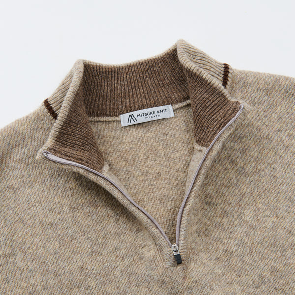 
                  
                    Double Jacquard Half-Zip Knit BEIGE✕BROWN [14414]
                  
                