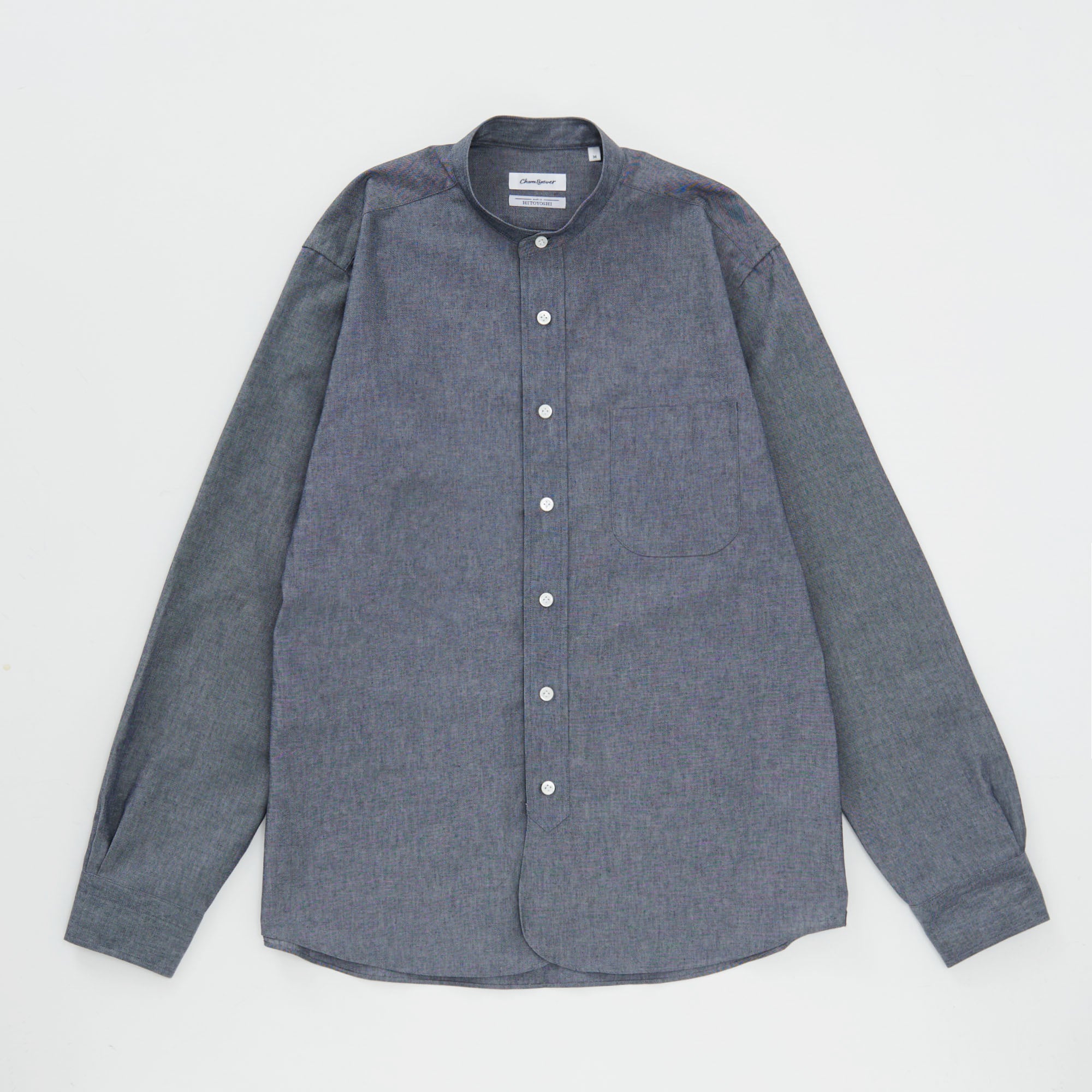 白濱亜嵐さん着用】HITOYOSHI Band Collar Shirt NAVY [83304] – Charee Braver