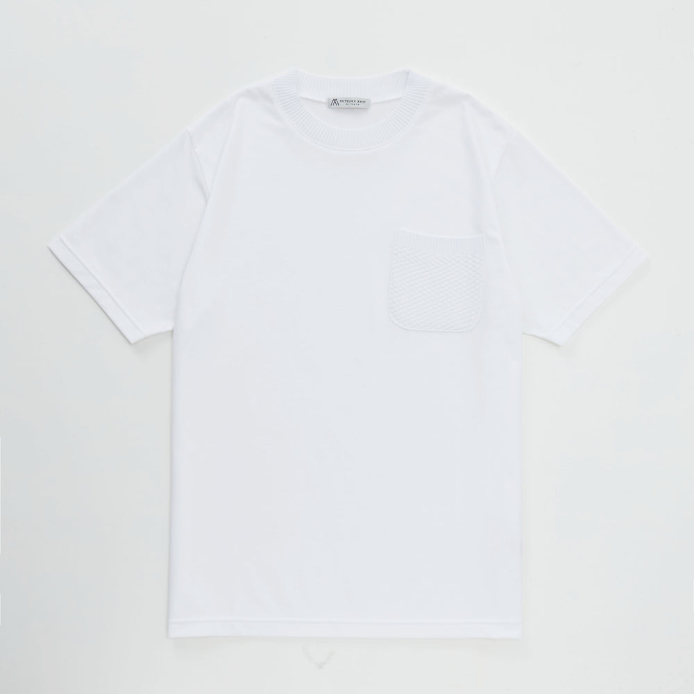 【中村倫也さん着用】Pocket Knit T-Shirt WHITE [23107]