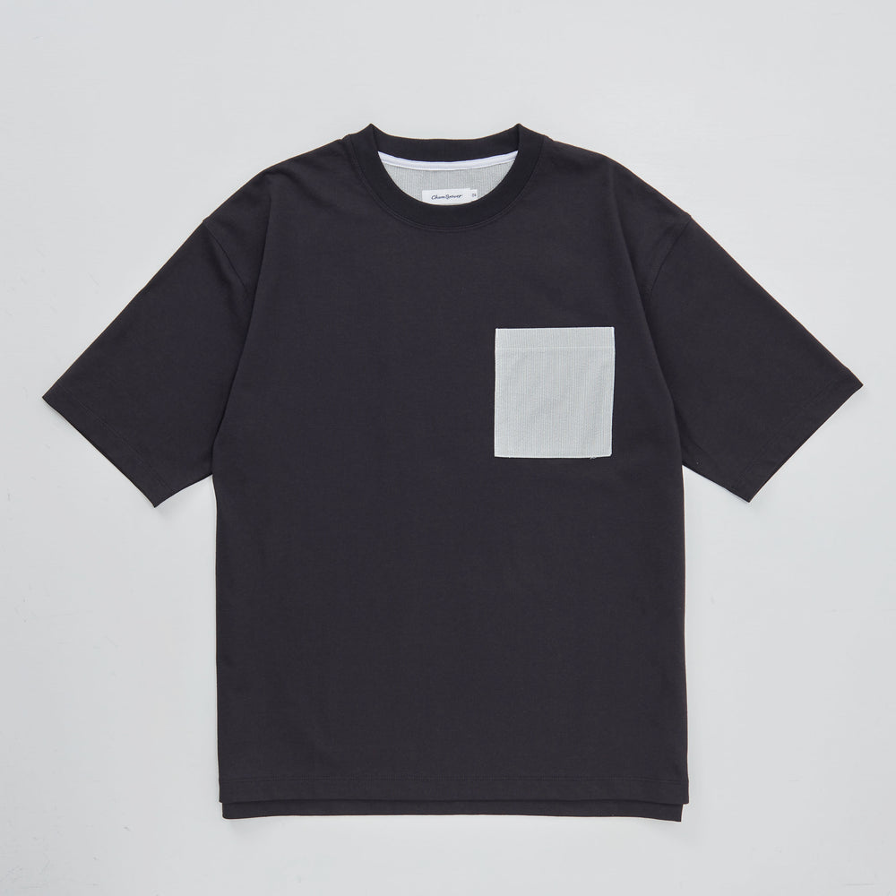 Pocket Seersucker  T-Shirt Black［23117］
