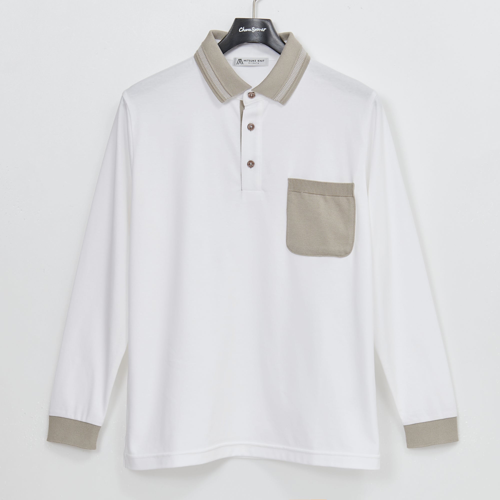 Long Sleeve Cut Polo Shirt WHITE [24102] – Charee Braver