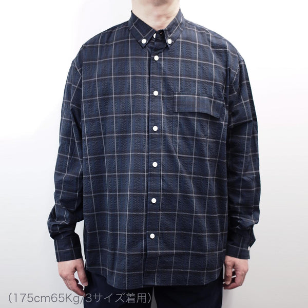 
                  
                    Sucker Plaid Loose Fitting Shirt NAVY［83302］
                  
                