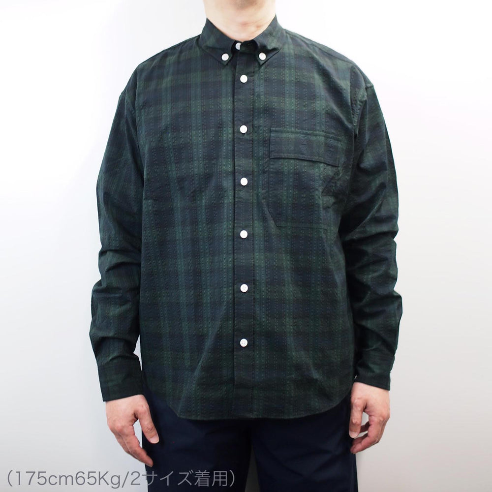 
                  
                    Sucker Plaid Loose Fitting Shirt DARK GREEN［83302］
                  
                