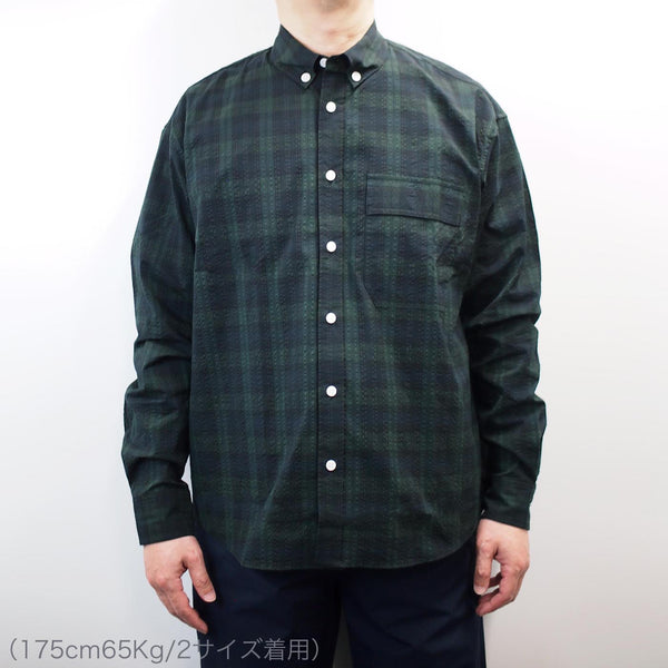 
                  
                    Sucker Plaid Loose Fitting Shirt NAVY［83302］
                  
                