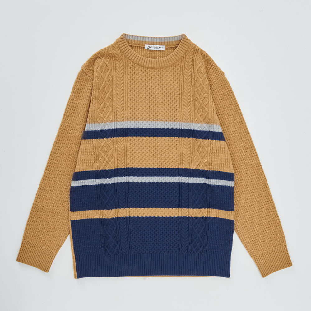 【赤楚衛二さん着用】Aran Border Crew Neck MUSTARD［12406］