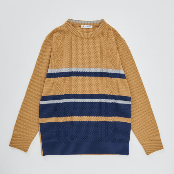 【赤楚衛二さん着用】Aran Border Crew Neck MUSTARD［12406］