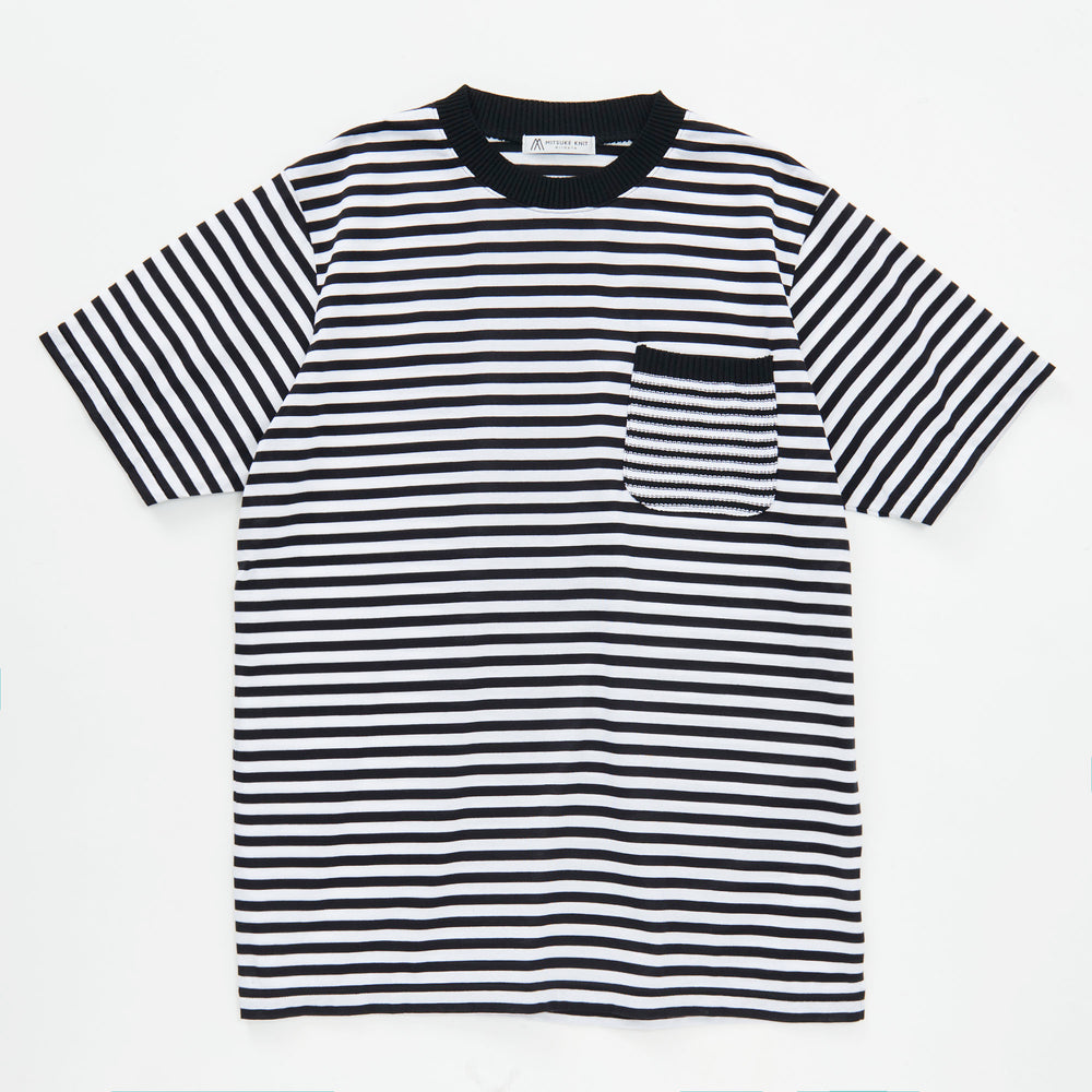 Pocket Knit T-Shirt (Border) BLACK [23109]