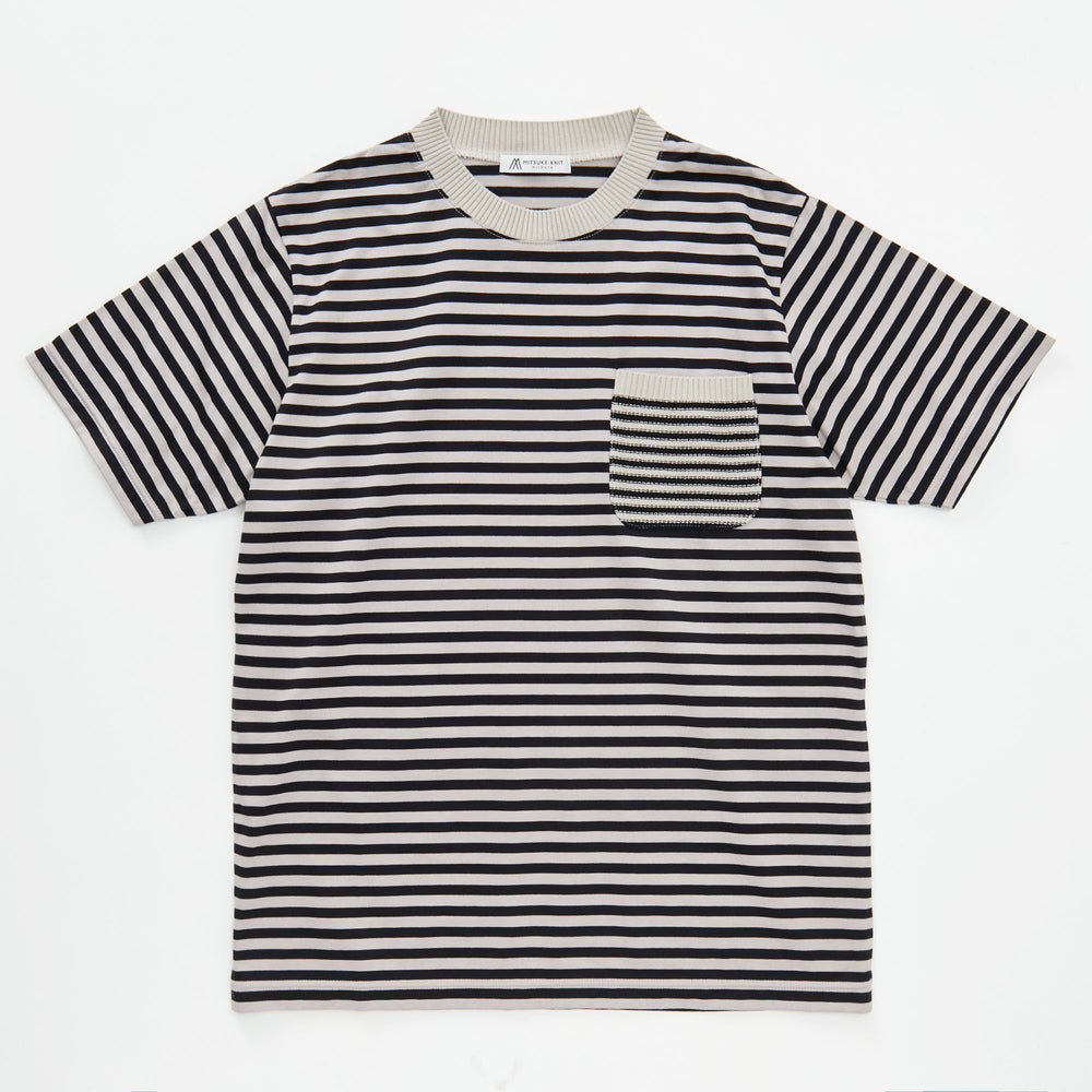 Pocket Knit T-Shirt (Border) BEIGE [23109]